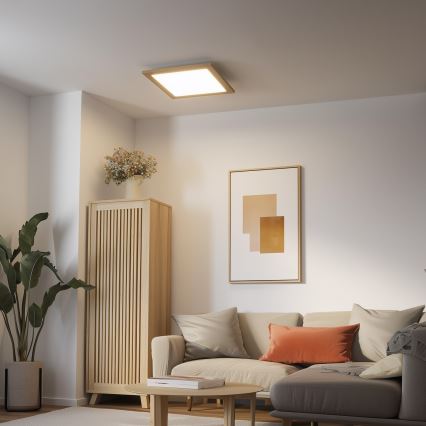 Eglo - LED Aptumšojams virsapmetuma panelis POZZALLO WOOD LED/21W/230V 2700-6500K 49,5x49,5 cm brūna + tālvadības pults