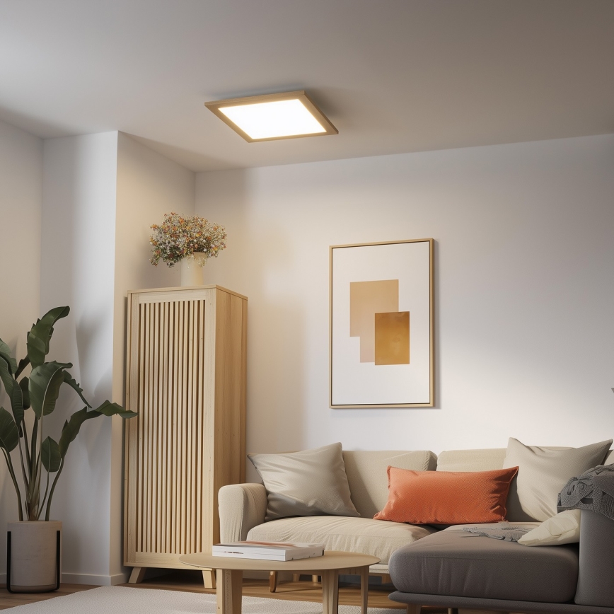 Eglo - LED Aptumšojams virsapmetuma panelis POZZALLO WOOD LED/21W/230V 2700-6500K 49,5x49,5 cm brūna + tālvadības pults