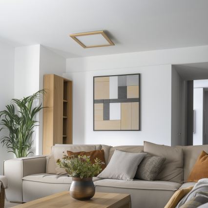 Eglo - LED Aptumšojams virsapmetuma panelis POZZALLO WOOD LED/21W/230V 2700-6500K 49,5x49,5 cm brūna + tālvadības pults