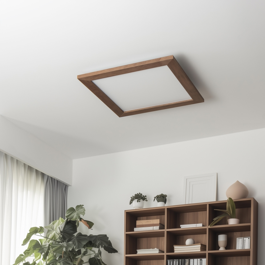 Eglo - LED Aptumšojams virsapmetuma panelis POZZALLO WOOD LED/21W/230V 2700-6500K 49,5x49,5 cm tumši brūna + tālvadības pults