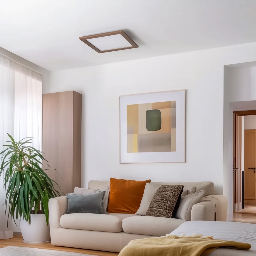 Eglo - LED Aptumšojams virsapmetuma panelis POZZALLO WOOD LED/21W/230V 2700-6500K 49,5x49,5 cm tumši brūna + tālvadības pults