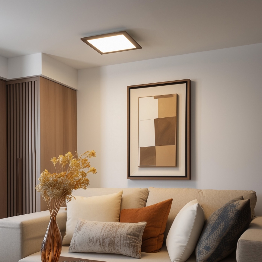 Eglo - LED Aptumšojams virsapmetuma panelis SALOBRENA 2 WOOD LED/25W/230V 4000K 49,5x49,5 cm brūna