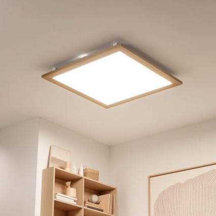 Eglo - LED Aptumšojams virsapmetuma panelis SALOBRENA-CL WOOD LED/31W/230V 2700-6500K 64x64 cm brūna