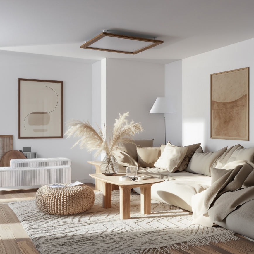 Eglo - LED Aptumšojams virsapmetuma panelis SALOBRENA-CL WOOD LED/31W/230V 2700-6500K 64x64 cm brūna