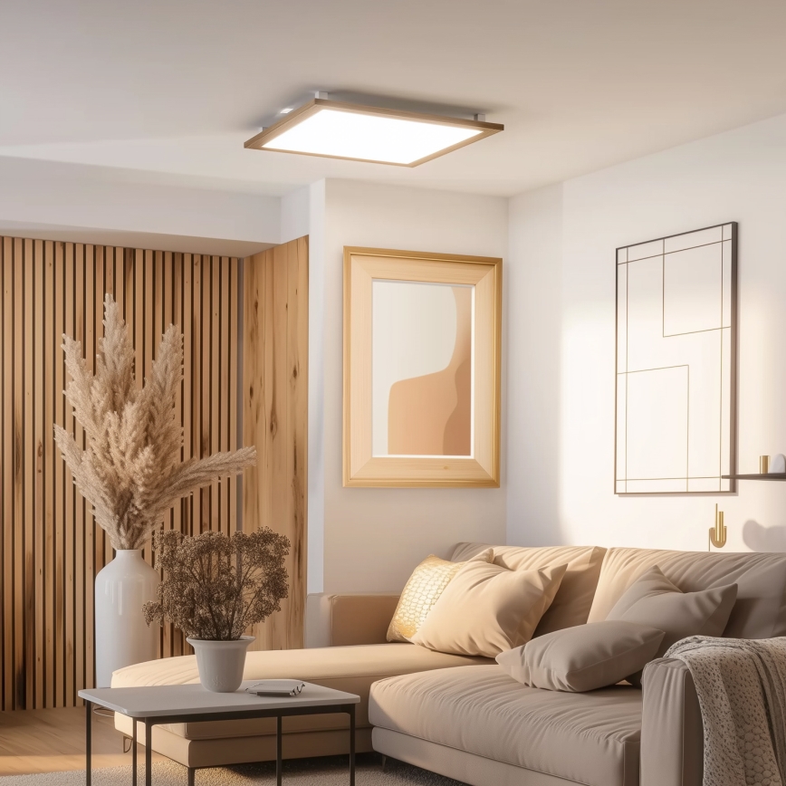 Eglo - LED Aptumšojams virsapmetuma panelis SALOBRENA-CL WOOD LED/31W/230V 2700-6500K 64x64 cm brūna