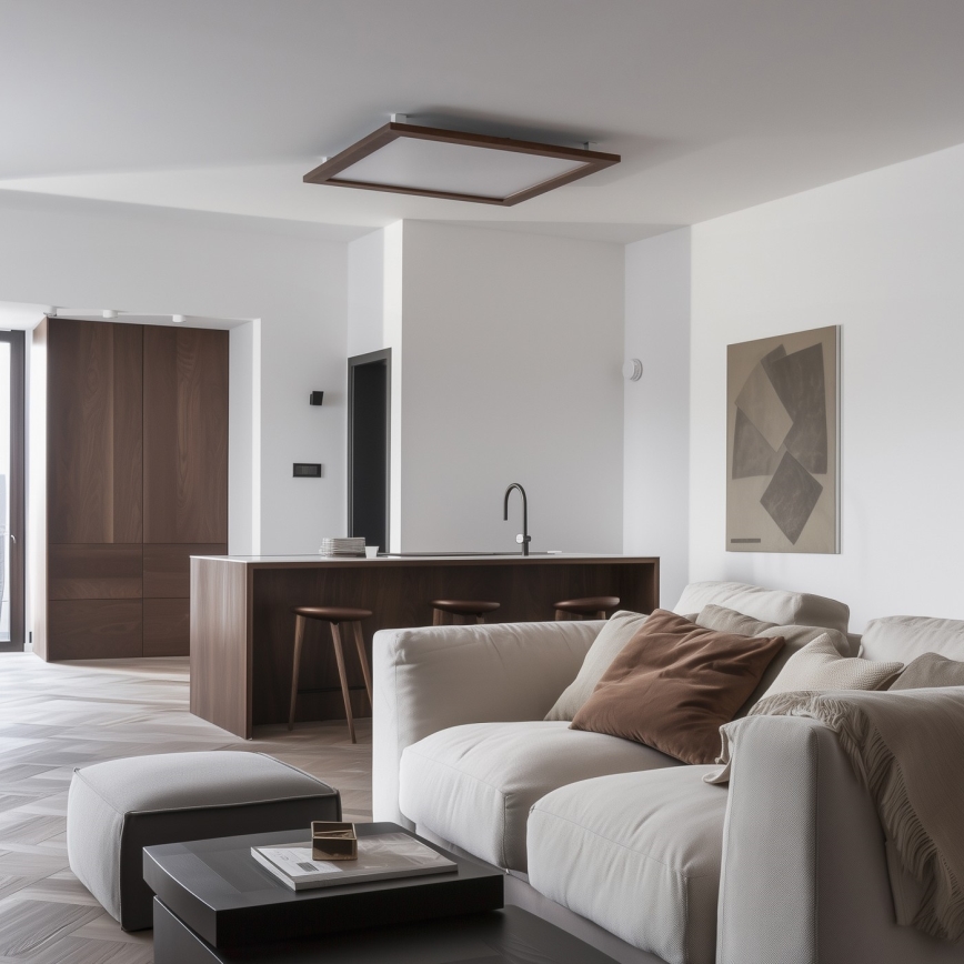 Eglo - LED Aptumšojams virsapmetuma panelis SALOBRENA-CL WOOD LED/31W/230V 2700-6500K 64x64 cm tumši brūna