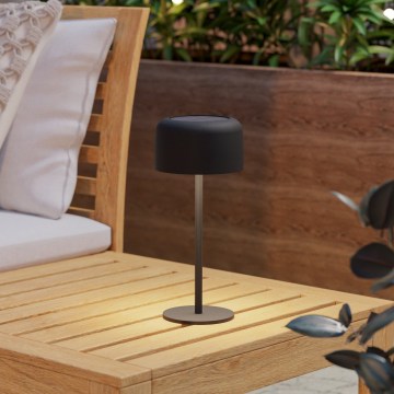 Eglo - LED galda lampa ar saules uzlādi un skārienvadību LED/2,8W/3,7V 1800 mAh IP44 melna