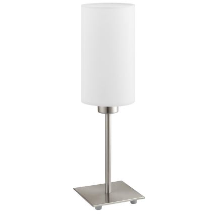 Eglo - LED Galda lampa TUNJA 1xE27/60W/230V 26,5 cm matēts hroms/balta