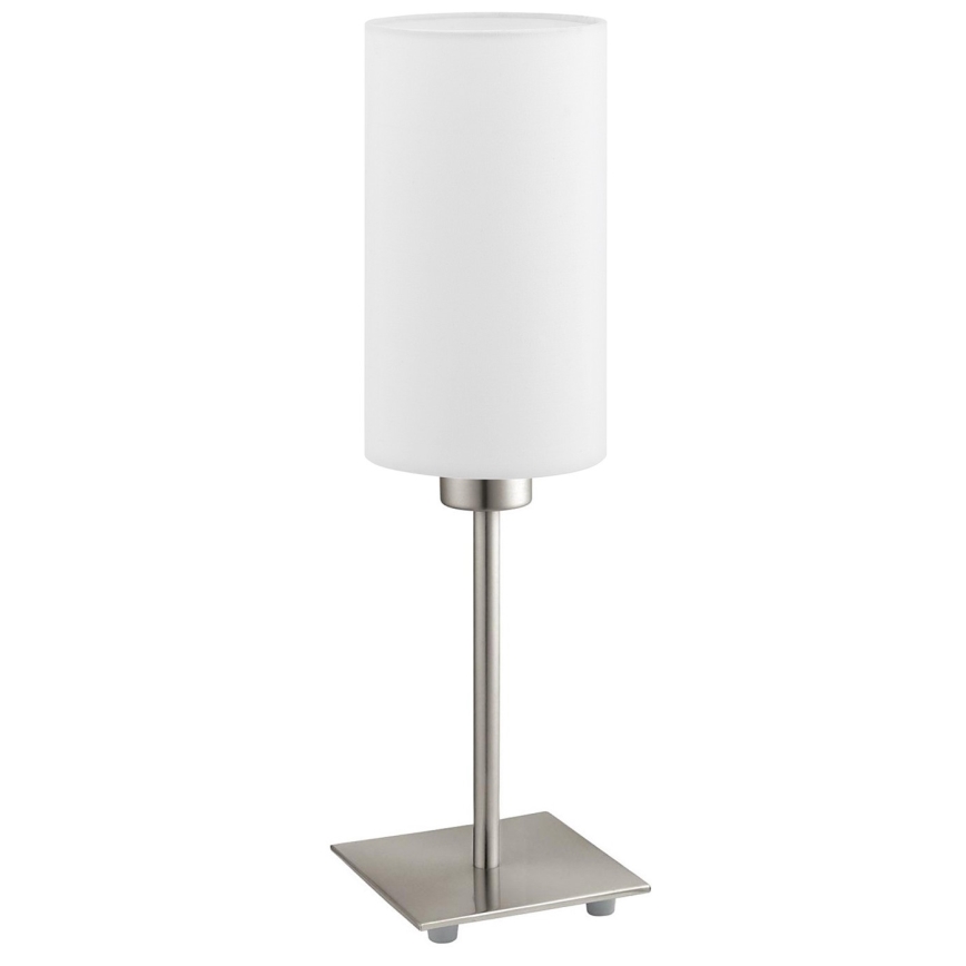 Eglo - LED Galda lampa TUNJA 1xE27/60W/230V 26,5 cm matēts hroms/balta