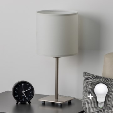 Eglo - LED Galda lampa TUNJA 1xE27/60W/230V 26,5 cm matēts hroms/balta