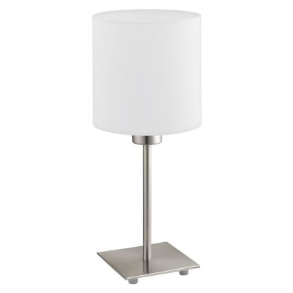 Eglo - LED Galda lampa TUNJA 1xE27/60W/230V 26,5 cm matēts hroms/balta