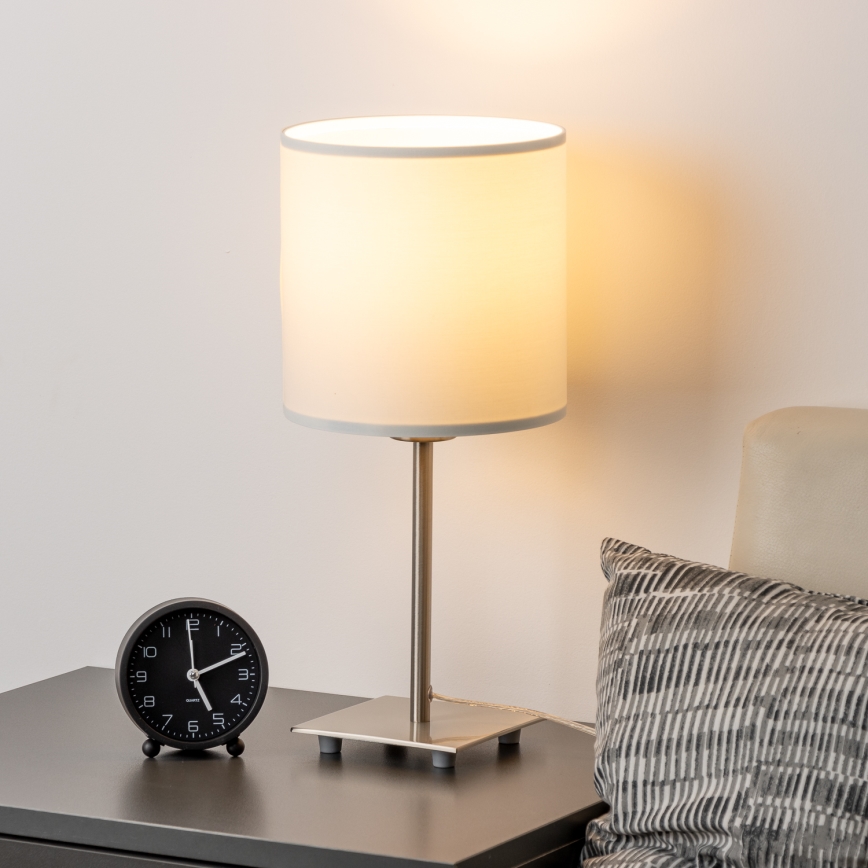 Eglo - LED Galda lampa TUNJA 1xE27/60W/230V 26,5 cm matēts hroms/balta