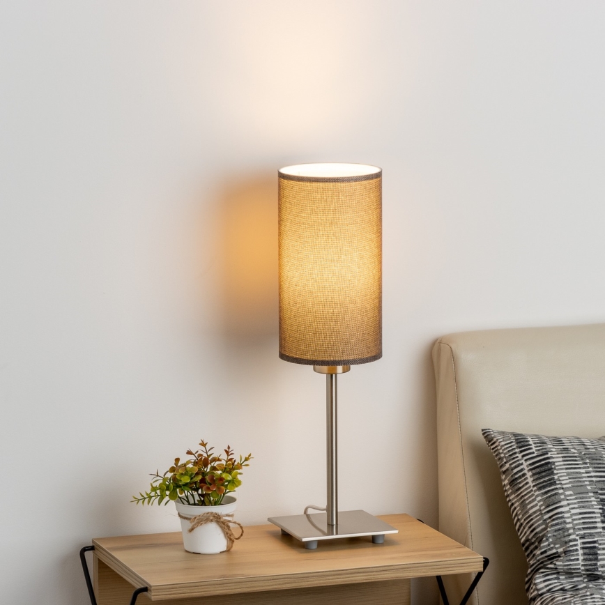 Eglo - LED Galda lampa TUNJA 1xE27/60W/230V 26,5 cm matēts hroms/brūna