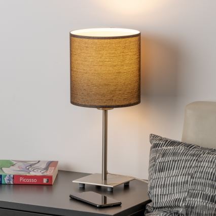 Eglo - LED Galda lampa TUNJA 1xE27/60W/230V 26,5 cm matēts hroms/brūna