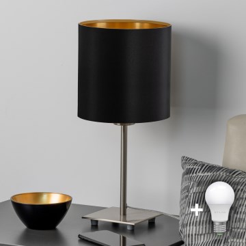 Eglo - LED Galda lampa TUNJA 1xE27/60W/230V 26,5 cm matēts hroms/melna