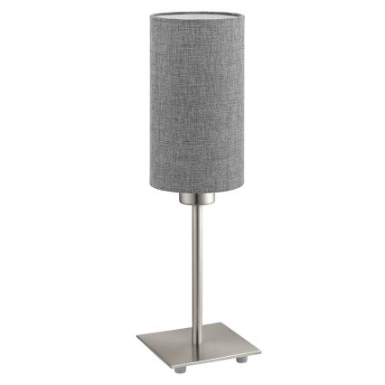 Eglo - LED Galda lampa TUNJA 1xE27/60W/230V 26,5 cm matēts hroms/pelēka