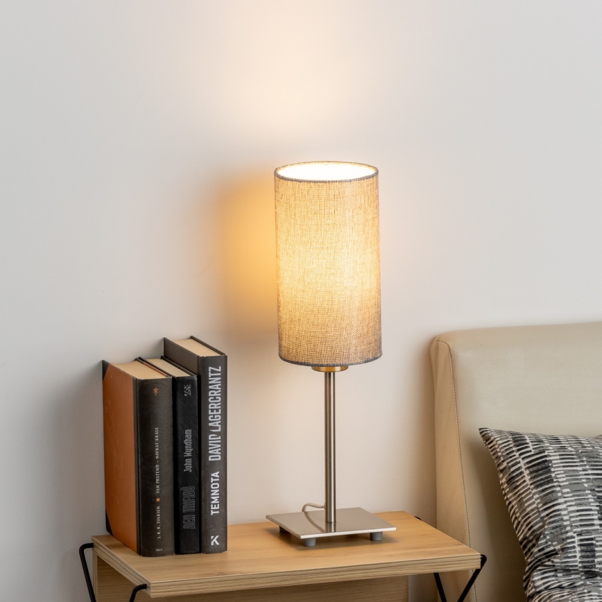 Eglo - LED Galda lampa TUNJA 1xE27/60W/230V 26,5 cm matēts hroms/pelēka
