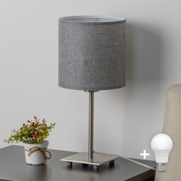 Eglo - LED Galda lampa TUNJA 1xE27/60W/230V 26,5 cm matēts hroms/pelēka