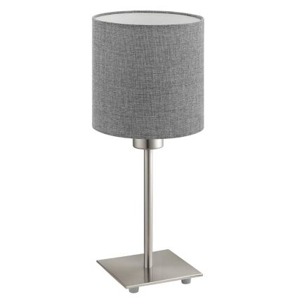 Eglo - LED Galda lampa TUNJA 1xE27/60W/230V 26,5 cm matēts hroms/pelēka