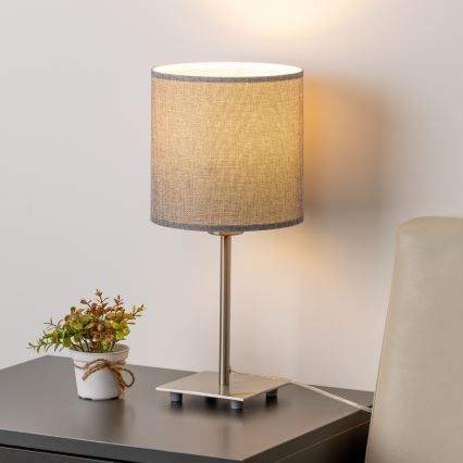 Eglo - LED Galda lampa TUNJA 1xE27/60W/230V 26,5 cm matēts hroms/pelēka
