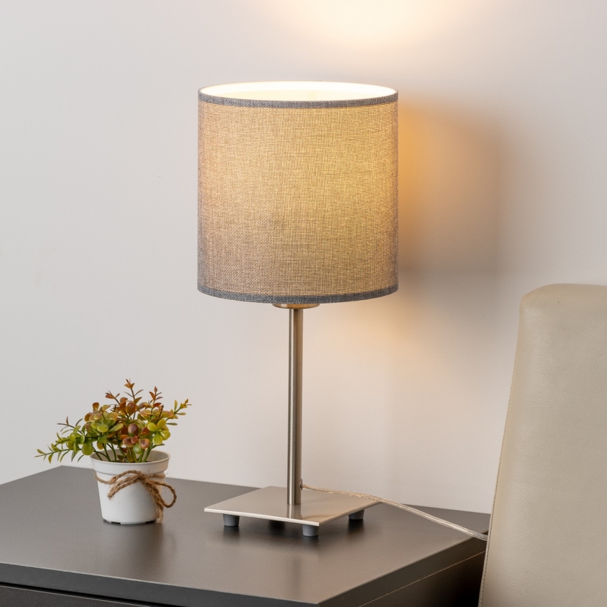 Eglo - LED Galda lampa TUNJA 1xE27/60W/230V 26,5 cm matēts hroms/pelēka