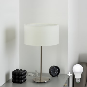 Eglo - LED  Galda lampa TUNJA 1xE27/60W/230V 38,5 cm matēts hroms/balta