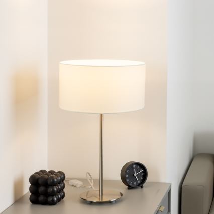 Eglo - LED  Galda lampa TUNJA 1xE27/60W/230V 38,5 cm matēts hroms/balta