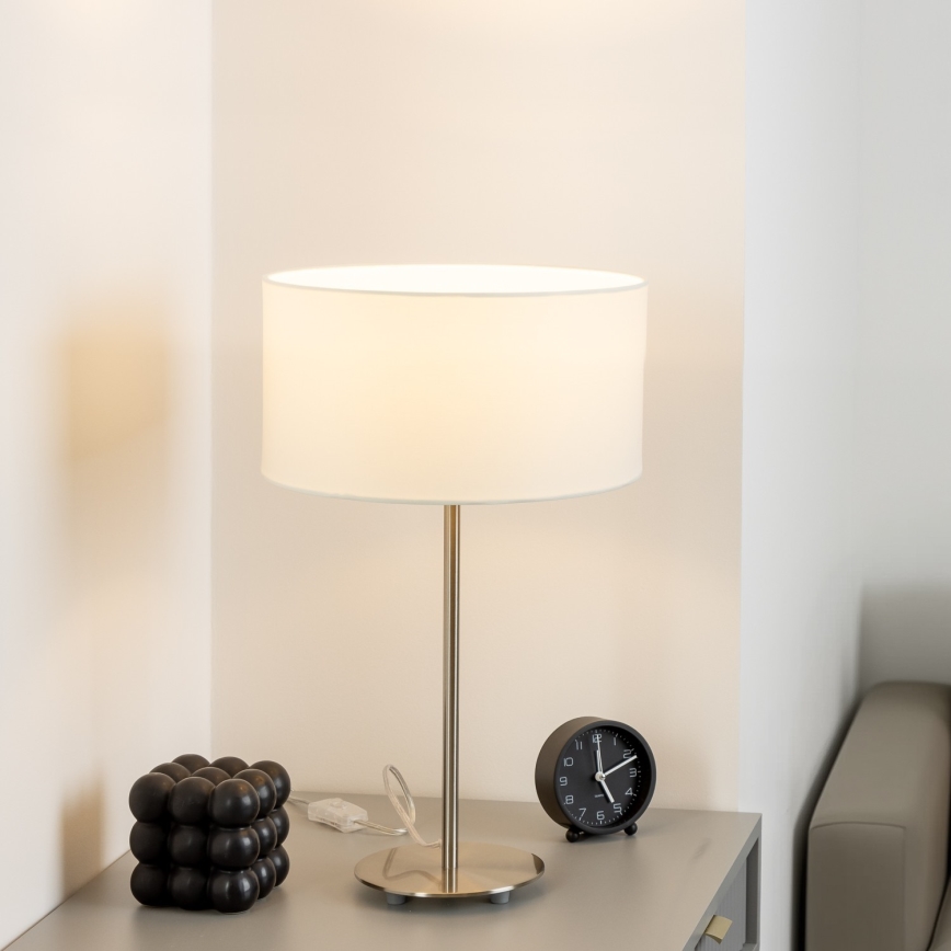 Eglo - LED  Galda lampa TUNJA 1xE27/60W/230V 38,5 cm matēts hroms/balta