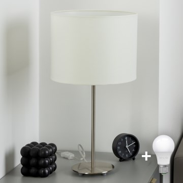 Eglo - LED  Galda lampa TUNJA 1xE27/60W/230V 38,5 cm matēts hroms/balta