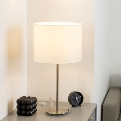 Eglo - LED  Galda lampa TUNJA 1xE27/60W/230V 38,5 cm matēts hroms/balta