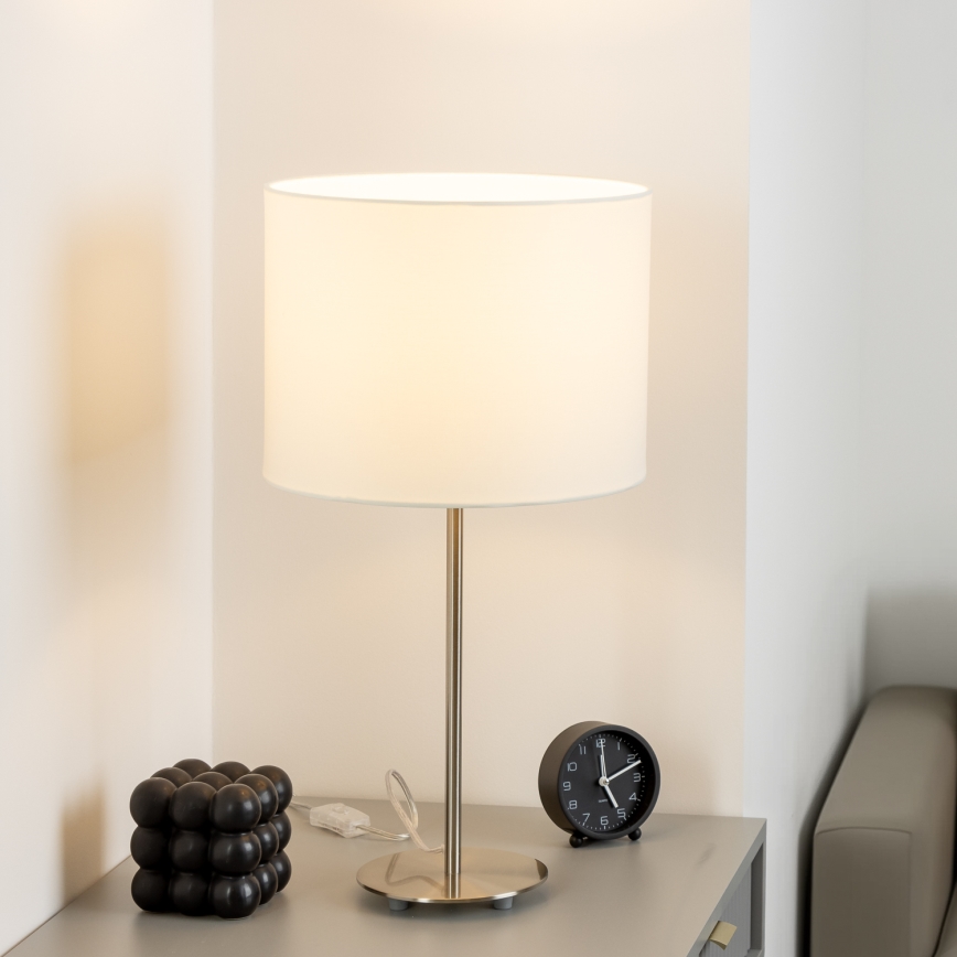 Eglo - LED  Galda lampa TUNJA 1xE27/60W/230V 38,5 cm matēts hroms/balta