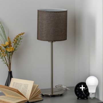Eglo - LED  Galda lampa TUNJA 1xE27/60W/230V 38,5 cm matēts hroms/brūna