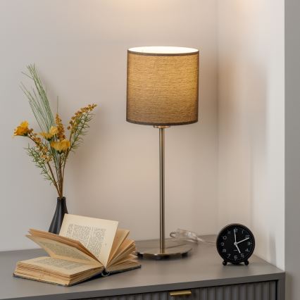 Eglo - LED  Galda lampa TUNJA 1xE27/60W/230V 38,5 cm matēts hroms/brūna