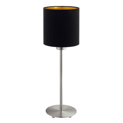 Eglo - LED Galda lampa TUNJA 1xE27/60W/230V 38,5 cm matēts hroms/melna