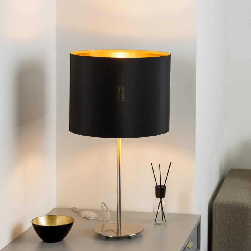 Eglo - LED  Galda lampa TUNJA 1xE27/60W/230V 38,5 cm matēts hroms/melna