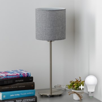 Eglo - LED Galda lampa TUNJA 1xE27/60W/230V 38,5 cm matēts hroms/pelēka