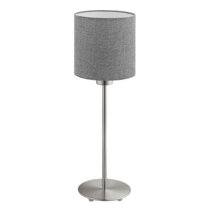 Eglo - LED Galda lampa TUNJA 1xE27/60W/230V 38,5 cm matēts hroms/pelēka