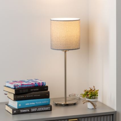 Eglo - LED Galda lampa TUNJA 1xE27/60W/230V 38,5 cm matēts hroms/pelēka