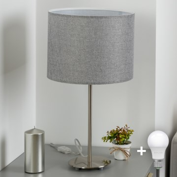 Eglo - LED  Galda lampa TUNJA 1xE27/60W/230V 38,5 cm matēts hroms/pelēka