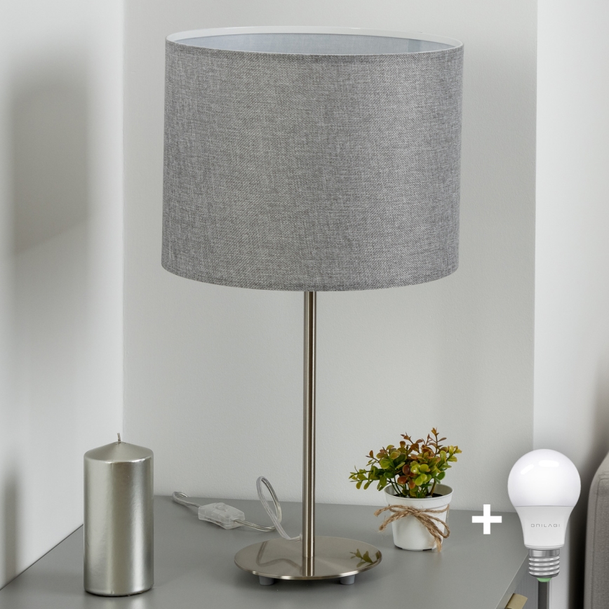 Eglo - LED  Galda lampa TUNJA 1xE27/60W/230V 38,5 cm matēts hroms/pelēka
