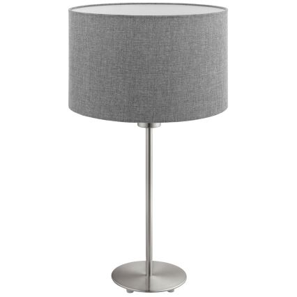 Eglo - LED  Galda lampa TUNJA 1xE27/60W/230V 38,5 cm matēts hroms/pelēka