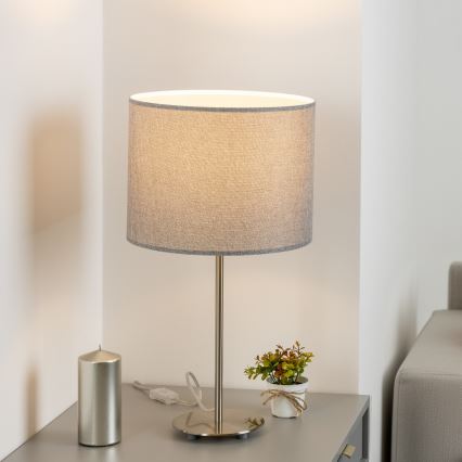 Eglo - LED  Galda lampa TUNJA 1xE27/60W/230V 38,5 cm matēts hroms/pelēka