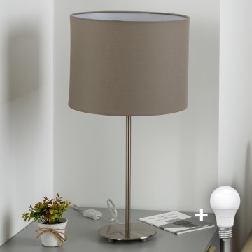 Eglo - LED  Galda lampa TUNJA 1xE27/60W/230V 38,5 cm matēts hroms/taupe