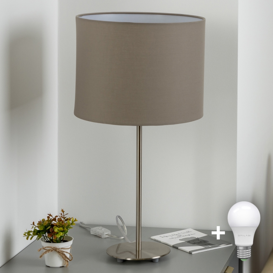 Eglo - LED  Galda lampa TUNJA 1xE27/60W/230V 38,5 cm matēts hroms/taupe