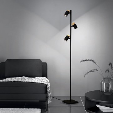 Eglo - LED Grīdas stāvlampa 3xGU10/4,5W/230V 3000K melna/brūna