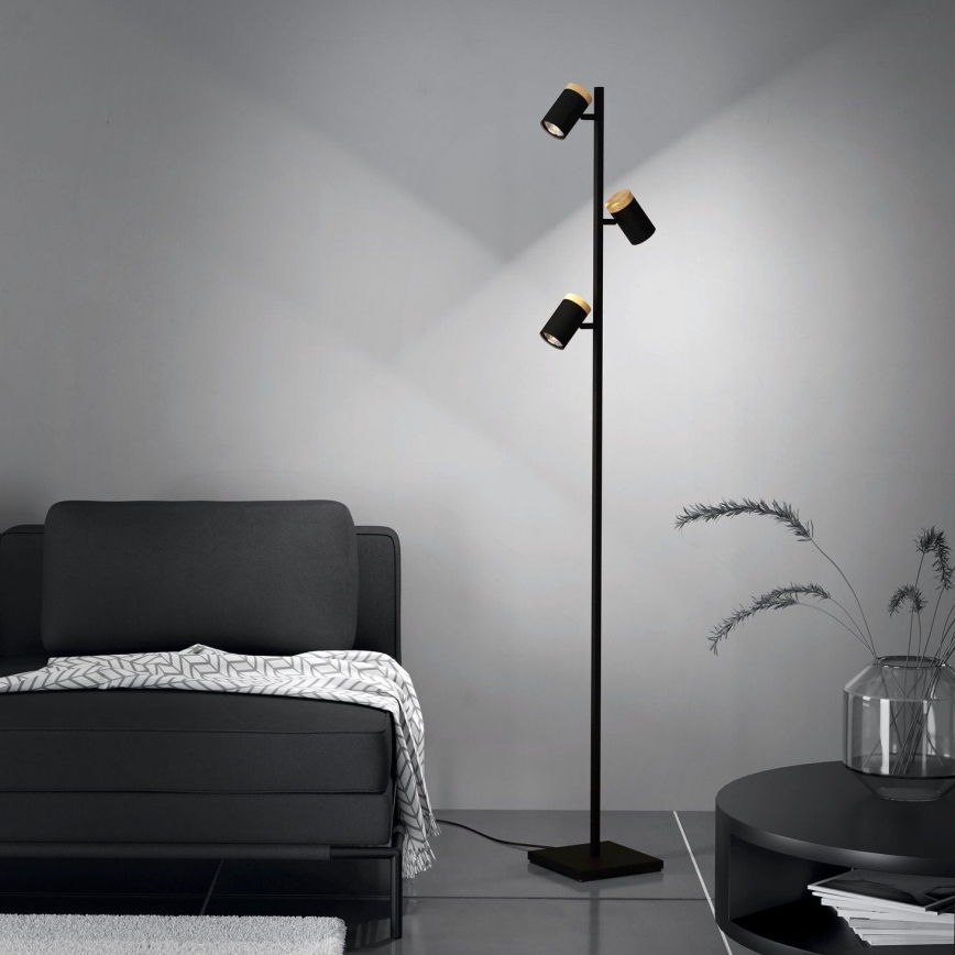 Eglo - LED Grīdas stāvlampa 3xGU10/4,5W/230V 3000K melna/brūna