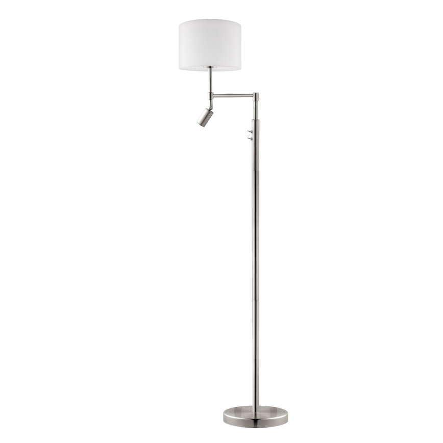 Eglo - LED Grīdas stāvlampa TUNJA 1xE27/60W/230V + LED/2,1W d. 30 cm matēts hroms/balta