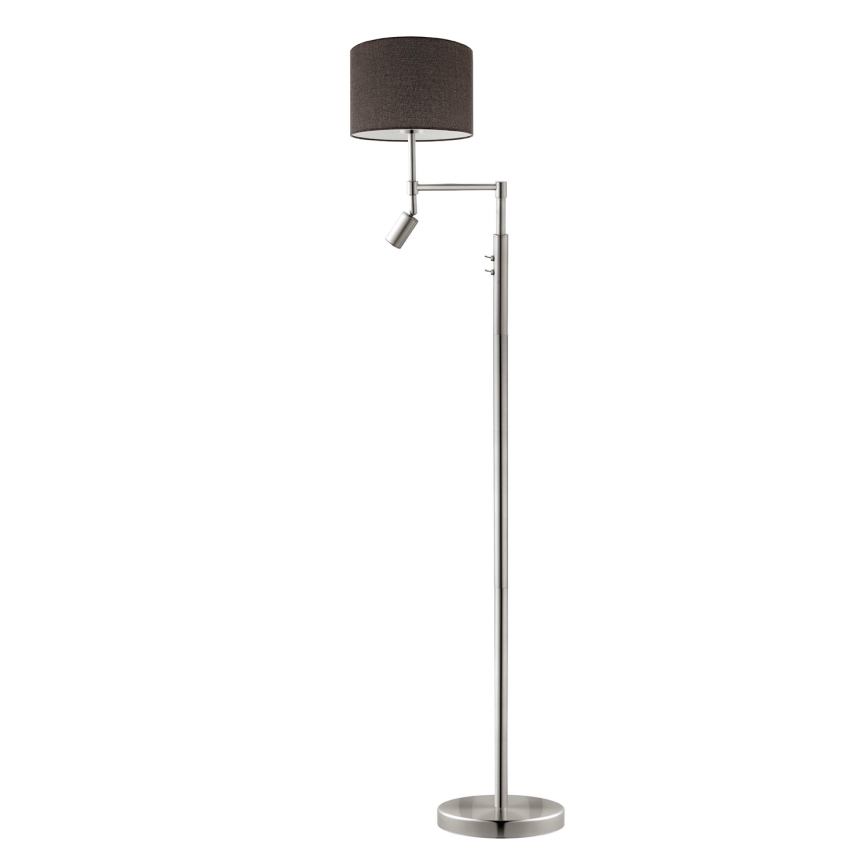 Eglo - LED Grīdas stāvlampa TUNJA 1xE27/60W/230V + LED/2,1W d. 30 cm matēts hroms/brūna
