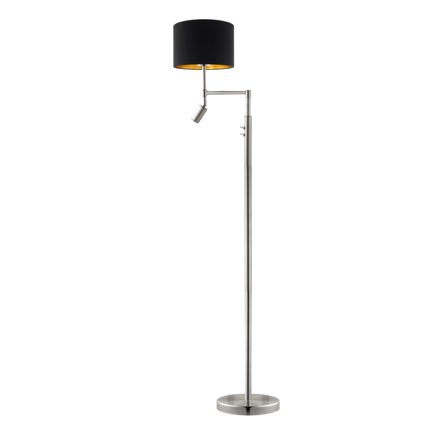 Eglo - LED Grīdas stāvlampa TUNJA 1xE27/60W/230V + LED/2,1W d. 30 cm matēts hroms/melna