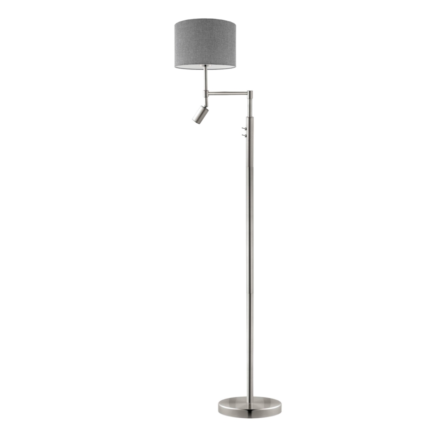 Eglo - LED Grīdas stāvlampa TUNJA 1xE27/60W/230V + LED/2,1W d. 30 cm matēts hroms/pelēka